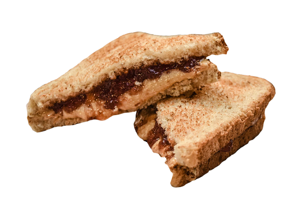 A peanut butter and jelly sandwich cut in half. Tree City offers multiple classic sandwiches and unique options in Kent, Ohio, designed to elevate your experience. 